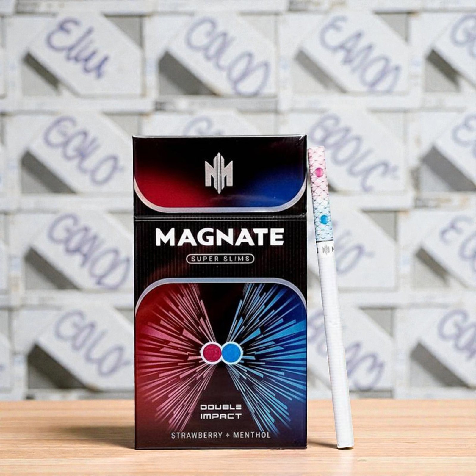 บุหรี่ Magnate Snow Burst Super Slims ซองแข็ง สีขาว เย็นสดชื่น มวนสลิม