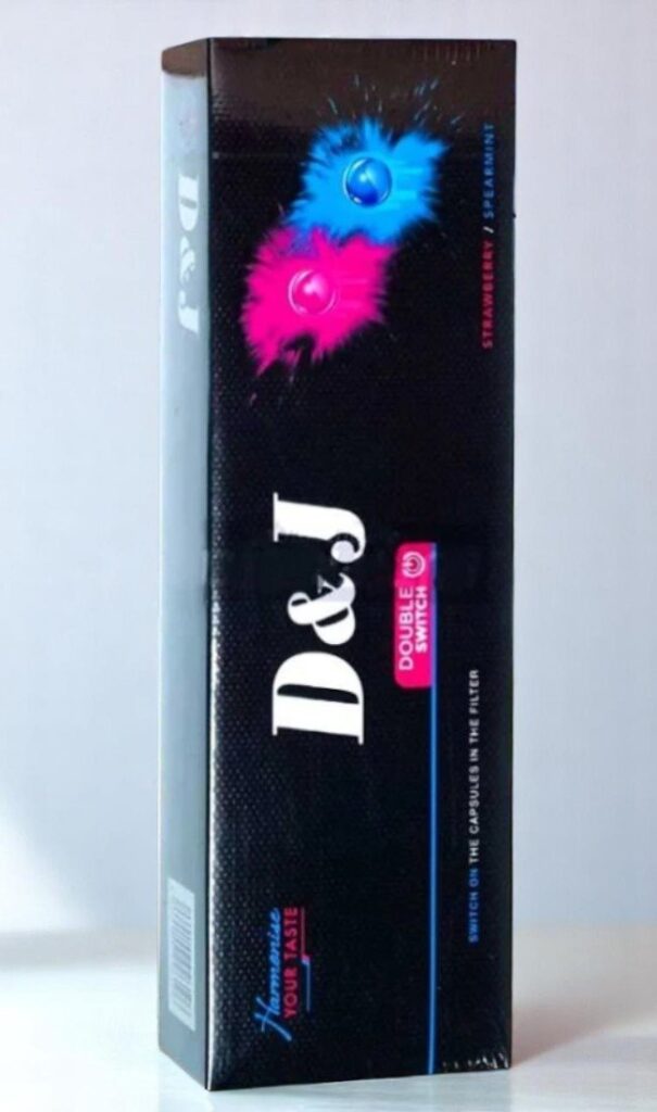 บุหรี่นอก D&J Double Switch Strawberry & Spear Mint (2เม็ดบีบ)