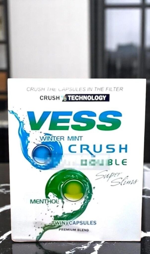 บุหรี่นอก Vess Crush Double Menthol & Mint Slims (2เม็ดบีบ)